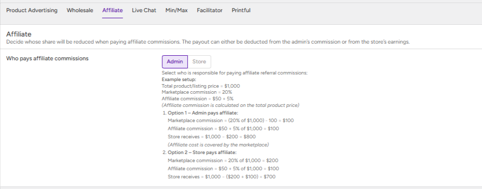 Affiliate commission distribution