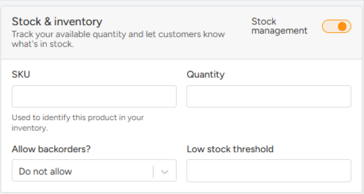 Low stock limit controls
