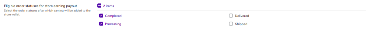 Payout based on order status