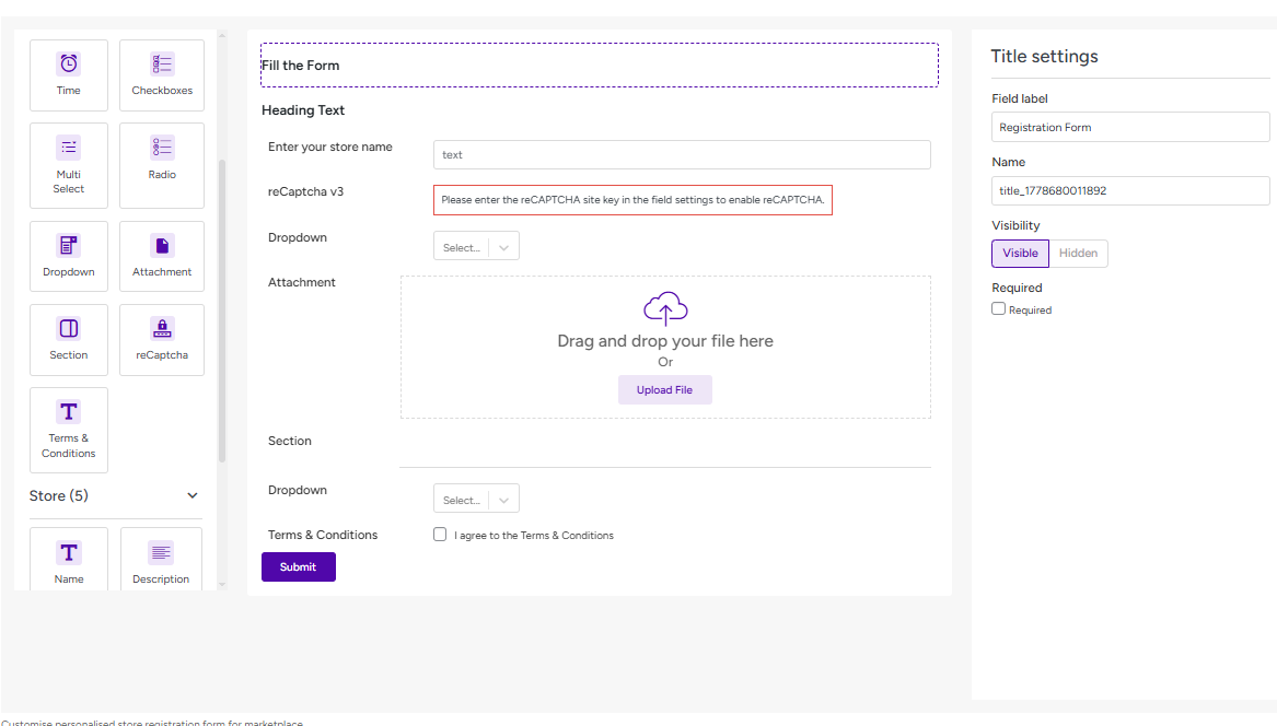 Custom store registration forms