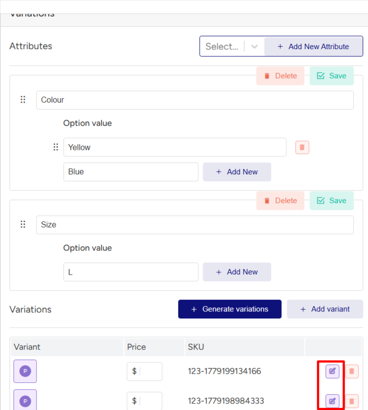 Variation availability management