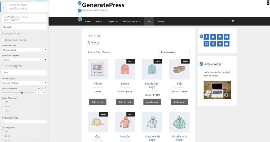 GeneratePress WooCommerce theme screenshot 1