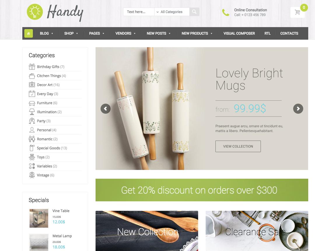 Handy Shop WooCommerce theme screenshot 1
